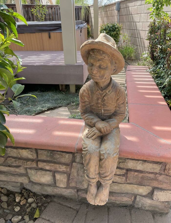 This Statue Is In Our Friend’s New Home’s Backyard