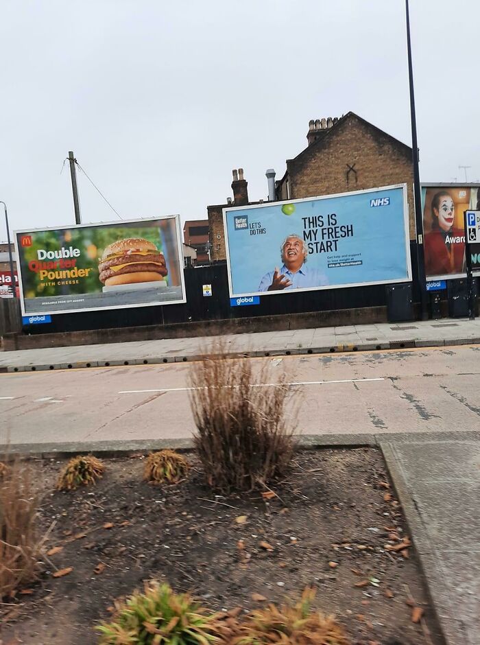 Mcdonalds Ad Right Next To The New Nhs Healthy Eating Ad. Great Job, Lads