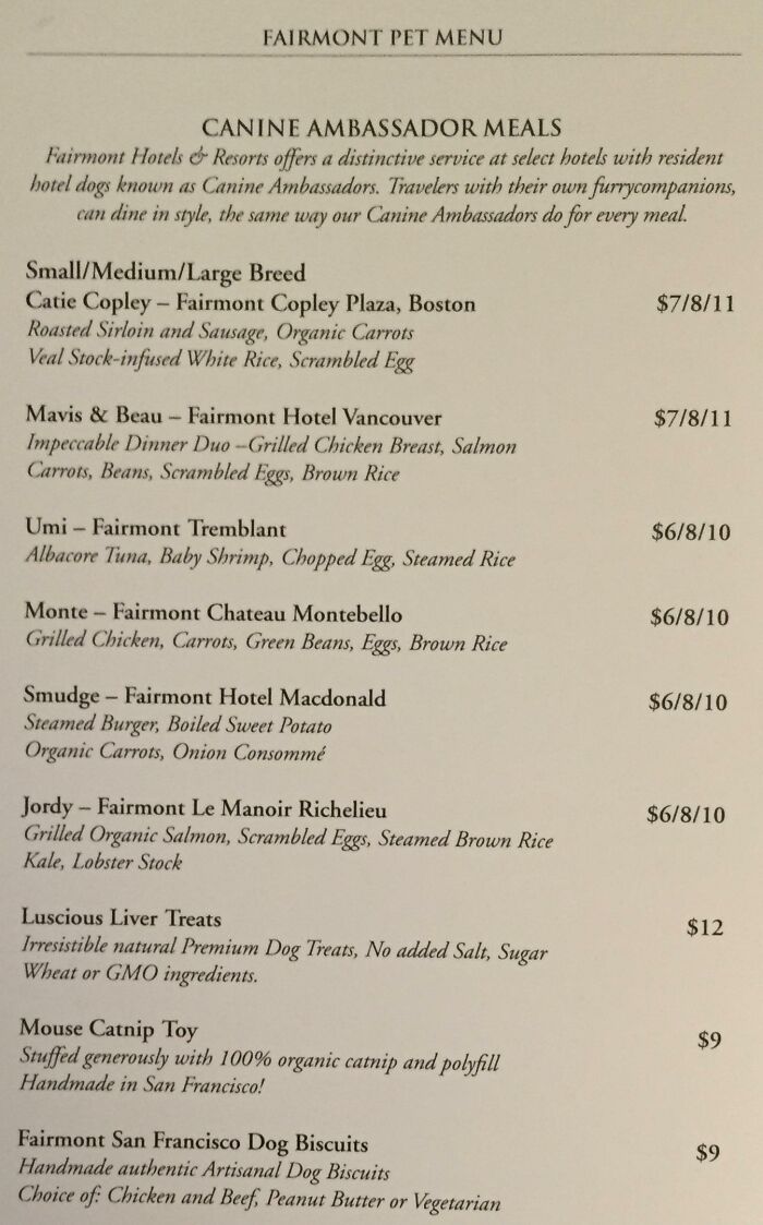 The Hotel I'm Staying At Has A Room Service Menu Just For Dogs