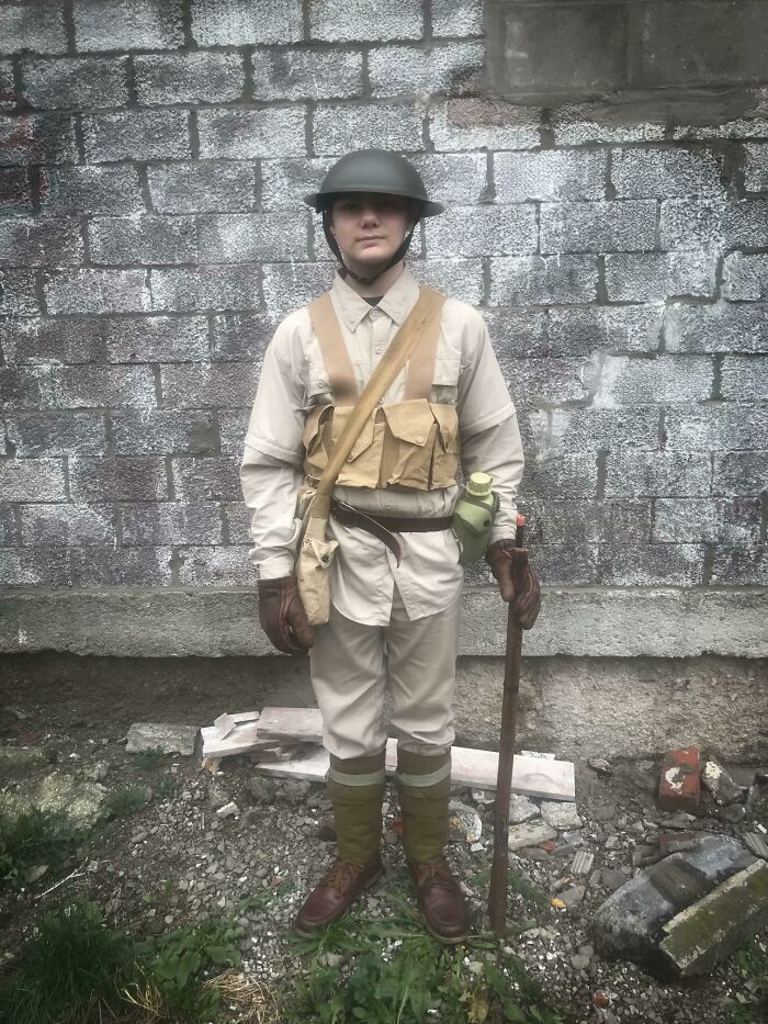My Son Wanted To Be A WW1 Doughboy For Halloween. He Put Together This Costume By Himself