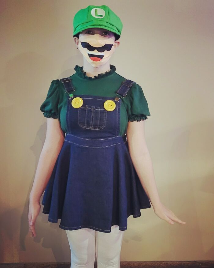 My Daughter Wanted To Be Luigi (But Cute) For Halloween. I Think We Nailed It