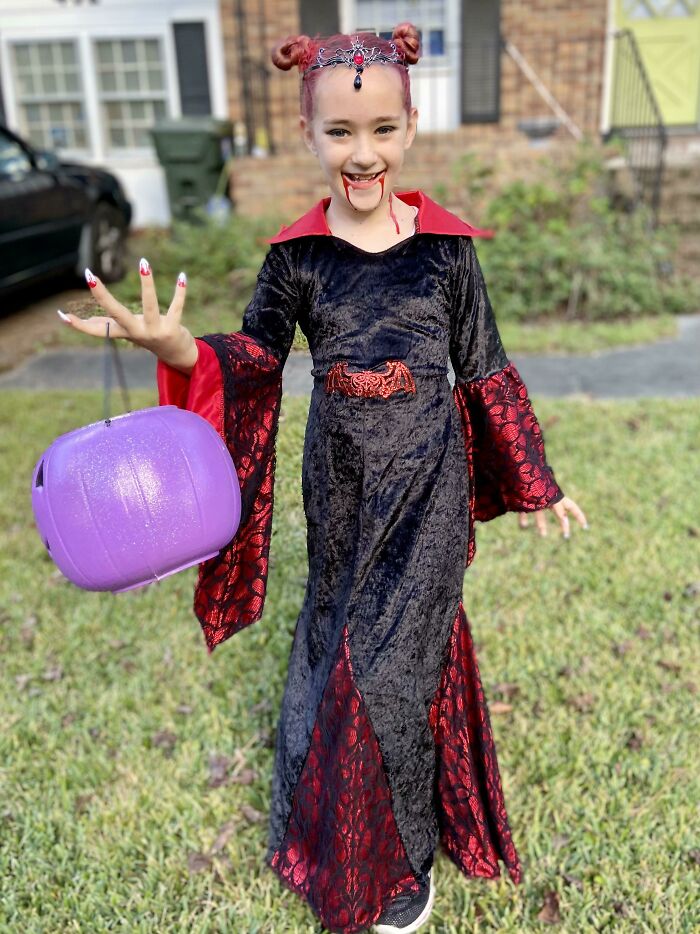 My Daughter’s First Scary Costume. I, Dad, Did The Hair/Makeup/Nails