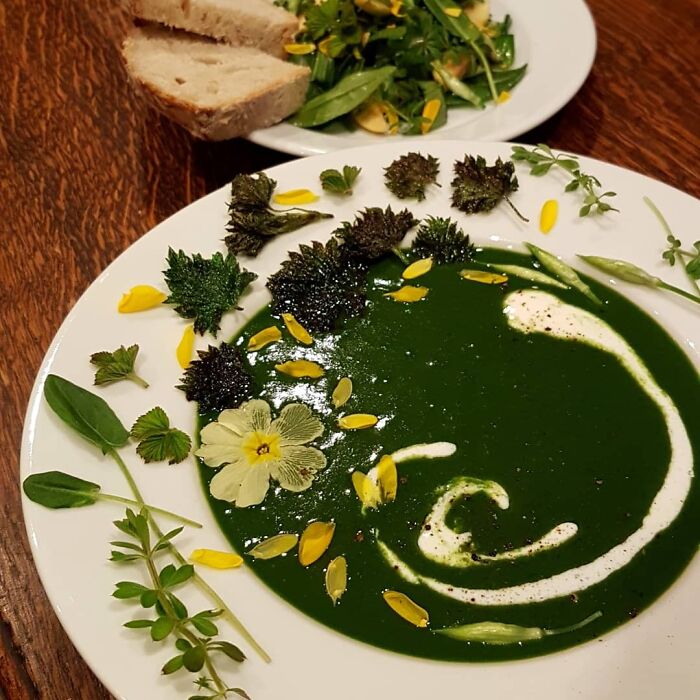 I Made Nettle + Wild Garlic Soup Today, With A Spring Garnish