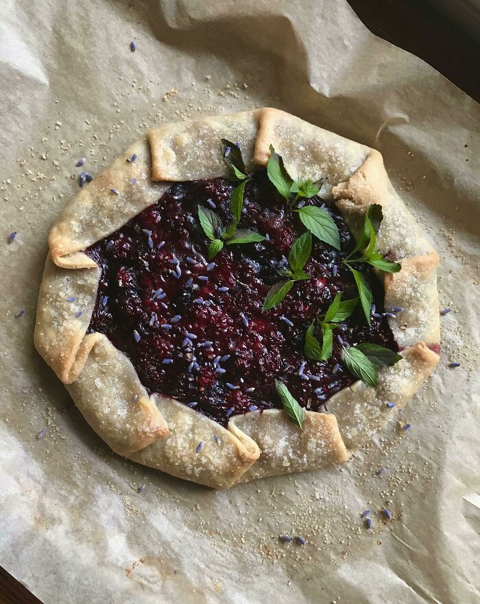 Made A Galette With Wild Blackberries, Lavender, And Chocolate Mint