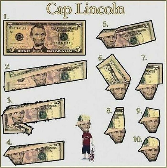 How To Make A Baseball Cap Lincoln From A Five Dollar Bill