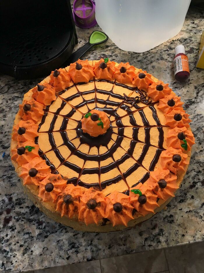 Made A Pumpkin Cheesecake For The First Day Of Halloween