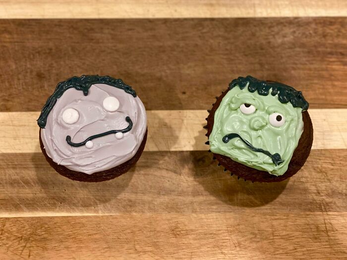 I Made Dracula And Frankenstein Cupcakes