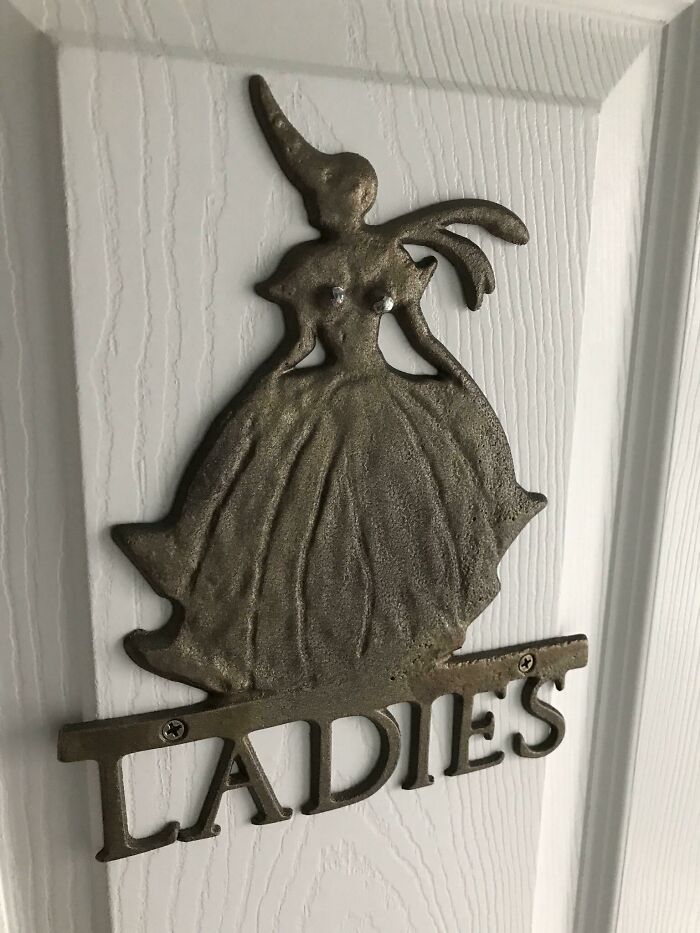 This ‘Ladies Room’ Thing With Two Specific Spots For Tacking It To A Door