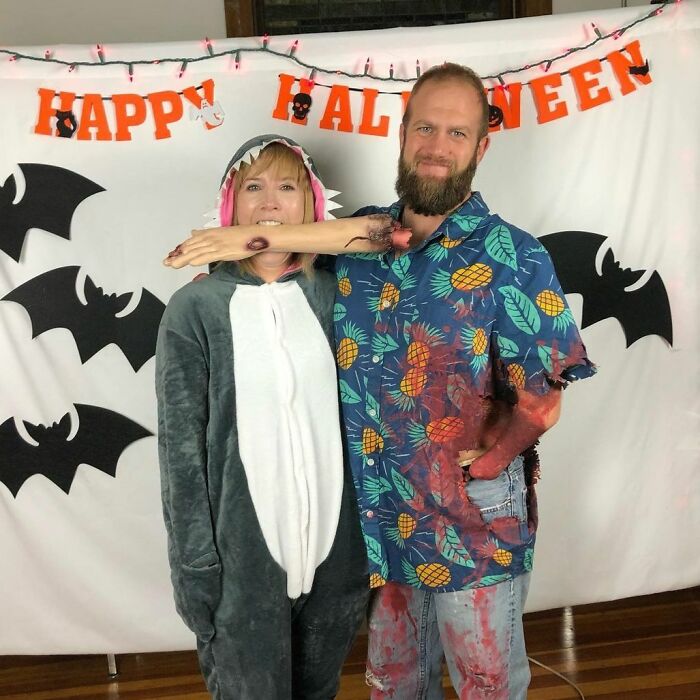 Took Home Best Couple's Costume Award! I Wouldn’t Want To Be Attacked By Any Other Shark Than Her