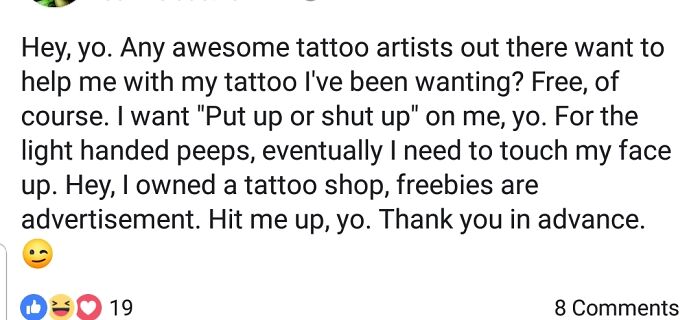 She Has Clown Makeup Tattooed On Her Face That She Also Wants Touched Up. For Free Of Course