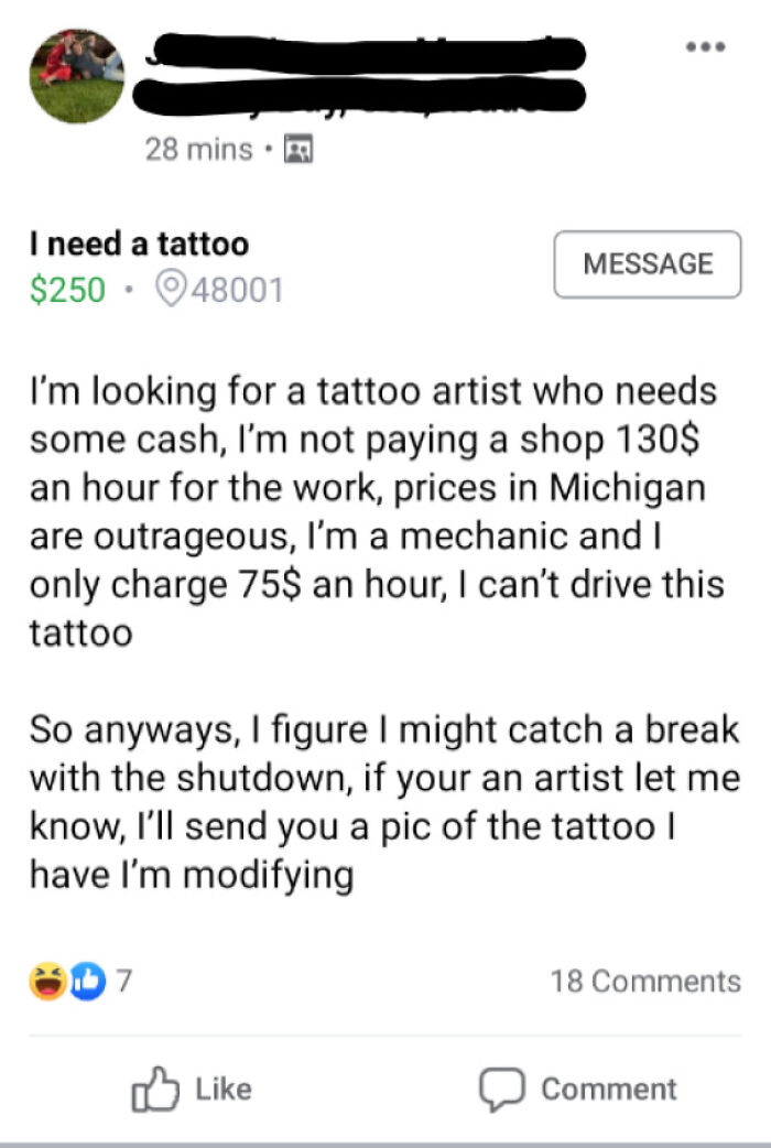 Need A Tattoo On The Cheap, I'm Doing You A Favor Since Michigan Is Shutdown