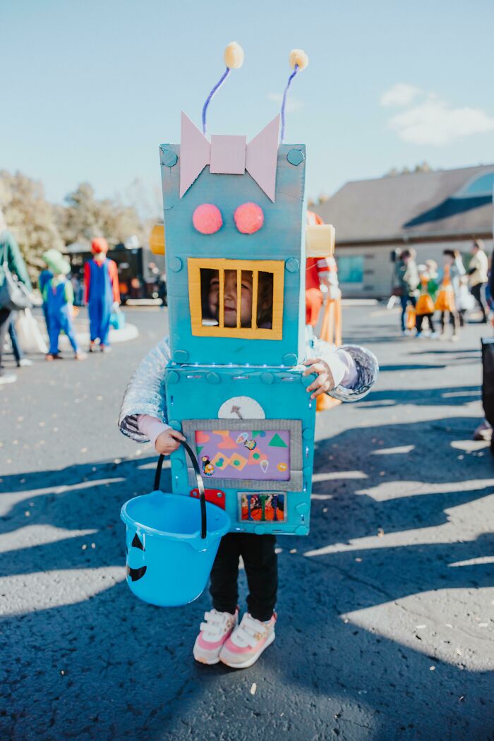 It Took Forever To Make By Hand But My Girl Got To Be A “Boobot” For Halloween