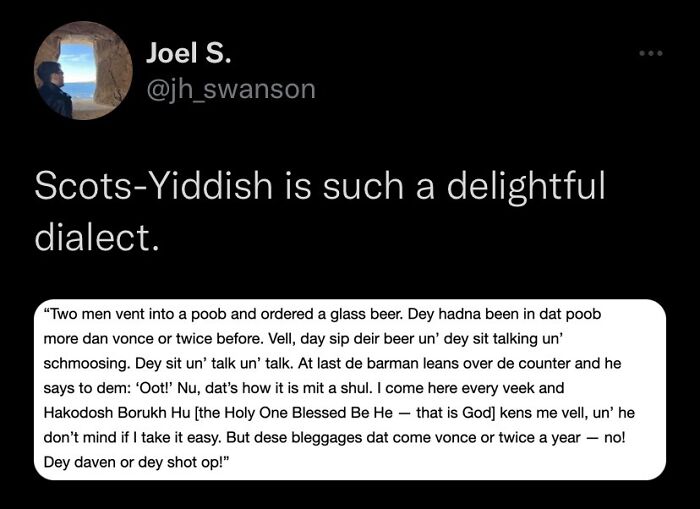 Scots-Yiddish; That’s A New One