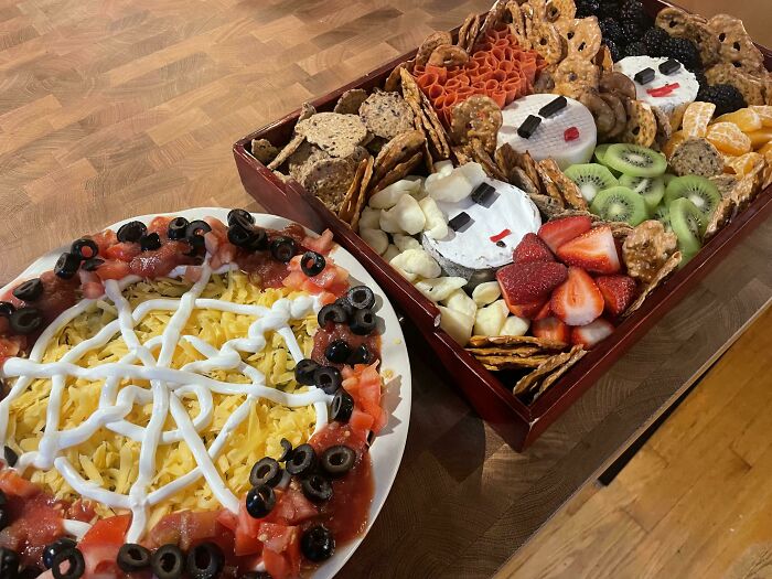 Halloween 9 Layer Taco Dip & Sanderson Sisters Cheese And Meat Board