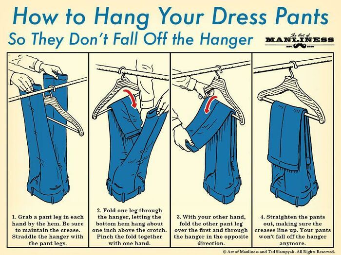 How To Hang Your Dress Pants (So They Don’t Fall Off The Hanger)
