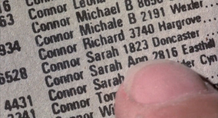 In The Terminator (1984), The T-800 Has To Use His Finger To Find Sarah's Name In The Phone Book, Even Though You'd Think That He'd Just Magnify His Eyes Or Something Since He's An Advanced Robot