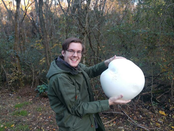Huge Puffball Found On The Side Of The Road. Had To Get A Picture With This Beauty