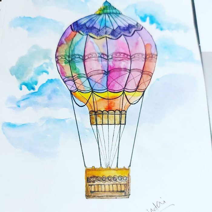 Drawing Of A Hot Air Balloon