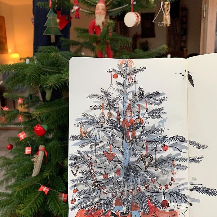 Sketching Of A Christmas Tree