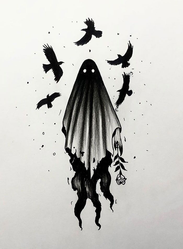 A Spooky Ghost Drawing