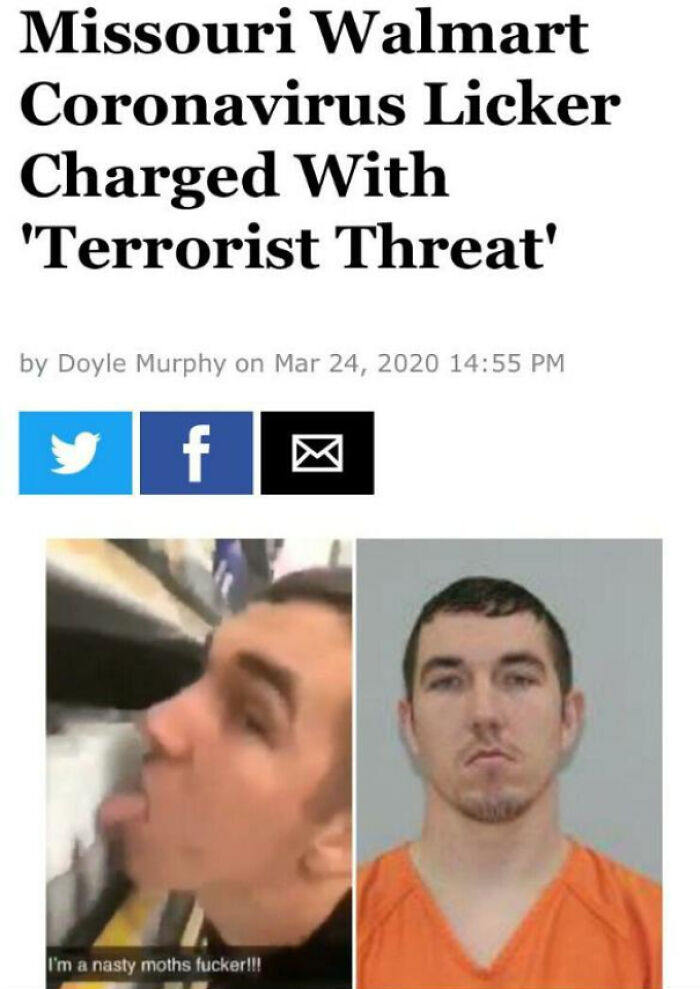 Man Licks Things In Walmart And Gets Charged "Terrorist Threat"