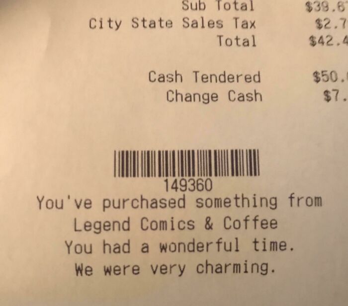 This Amusing Little Quip At The Bottom Of My Favorite Comic Shop's Receipt