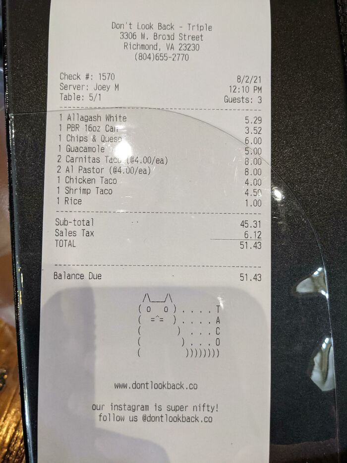 My Receipt Has A Taco Cat