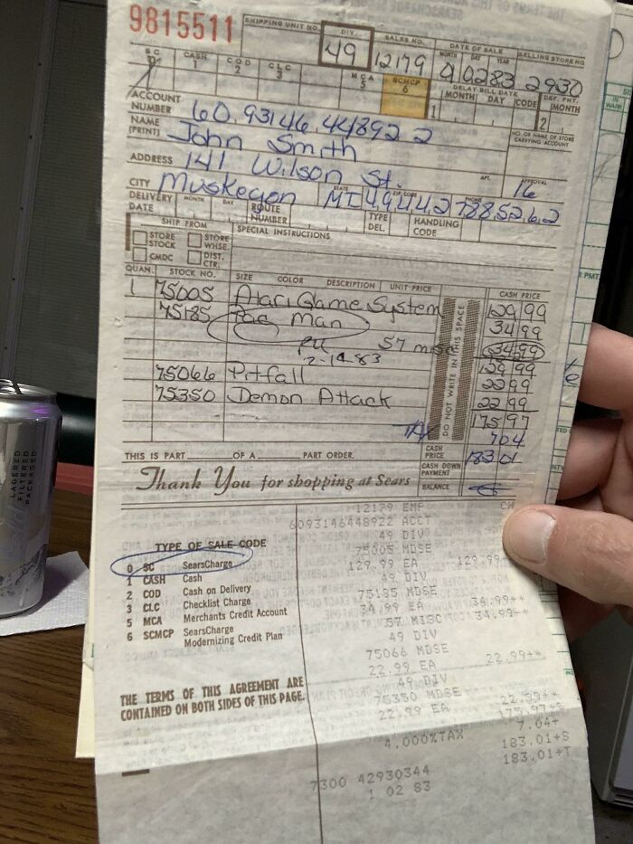 My Mom’s Original Receipt From 1983 For An Atari