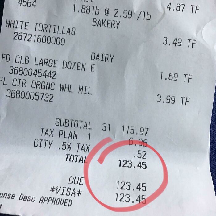 My Receipt Total Was Completely Sequential