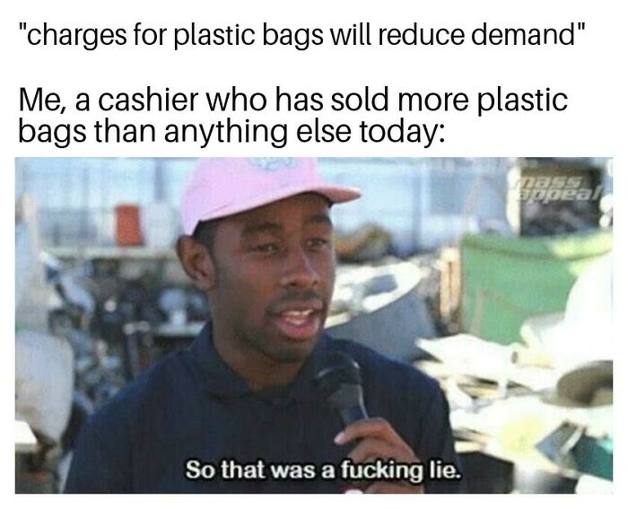Half My Life Is Chasing After Plastic F-Ing Bags. How Hard Is It To Get A Reusable Bag? Please, I'm Begging You... I'm Sick Of Running Out Of Plastic Bags And You Getting Mad Because We're Out