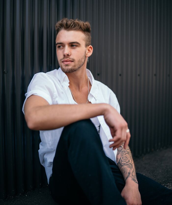 Man sitting and looking