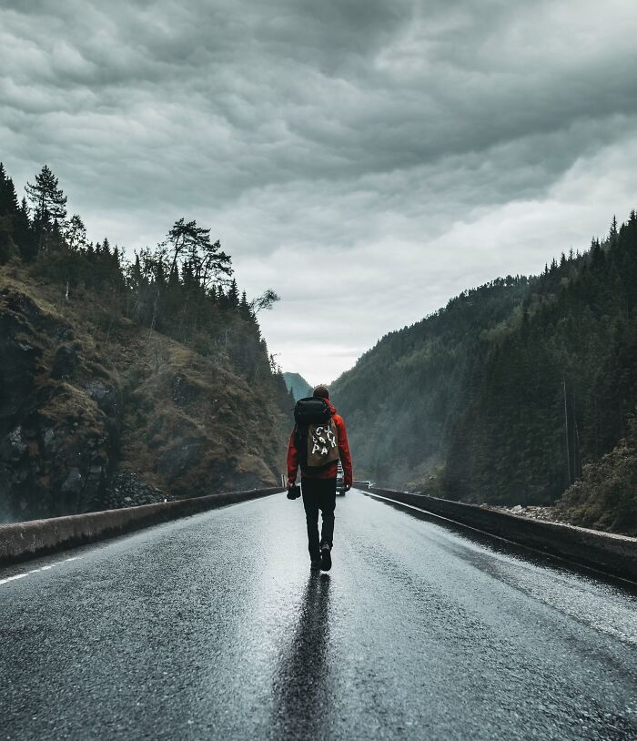 Person walking in the road