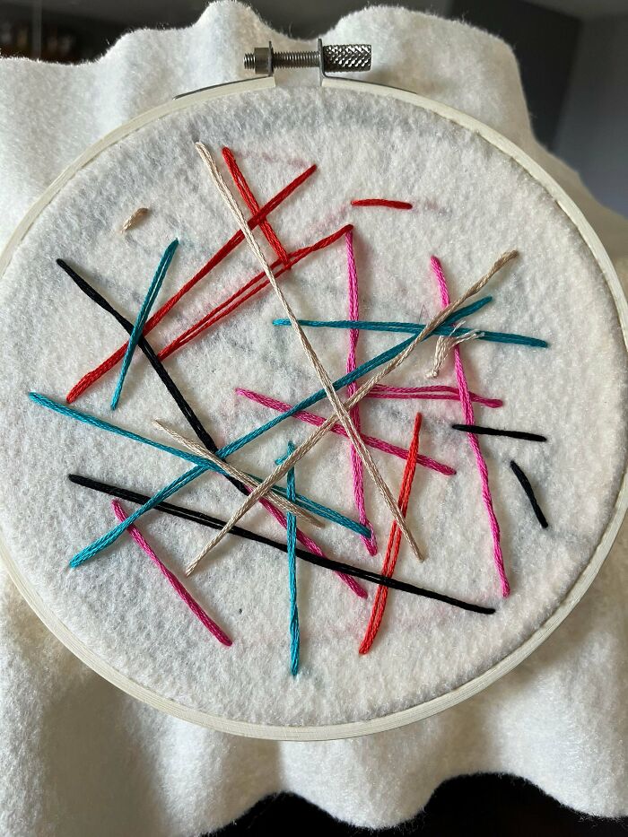 My 2-Year-Old’s First Embroidery Piece! She Calls It “Sprinkles”