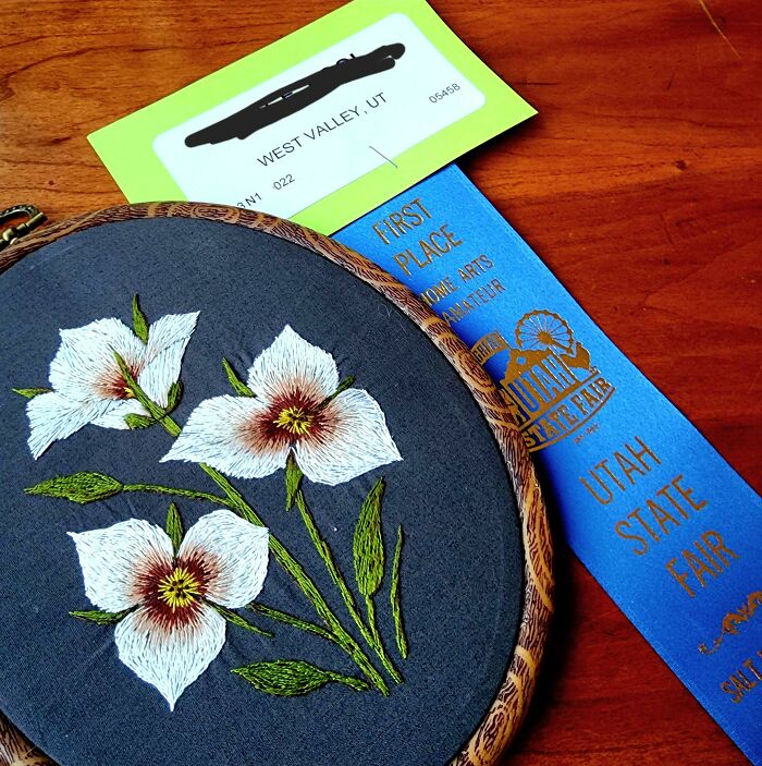 I Won A First Place Ribbon For This Embroidery At My State Fair!