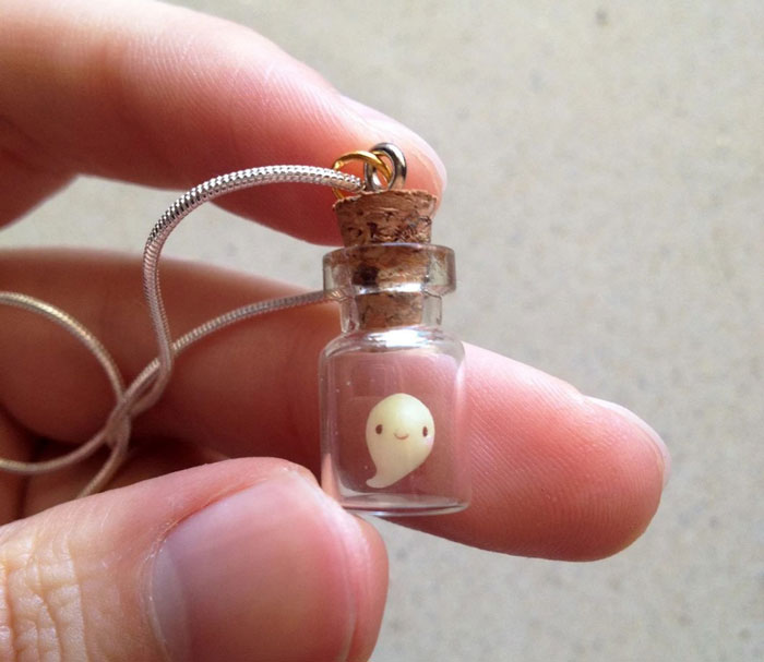 Tiny Ghost In A Bottle Necklace