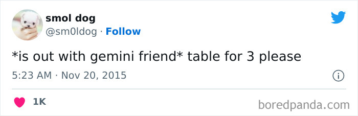 Asking a table for 3 when going out with Gemini friend meme