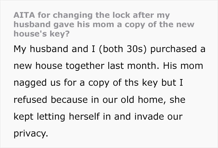 Man Gives His Mom The Keys To His House When Wife Asked Not To, So She Changes The Locks, Making The Family Furious