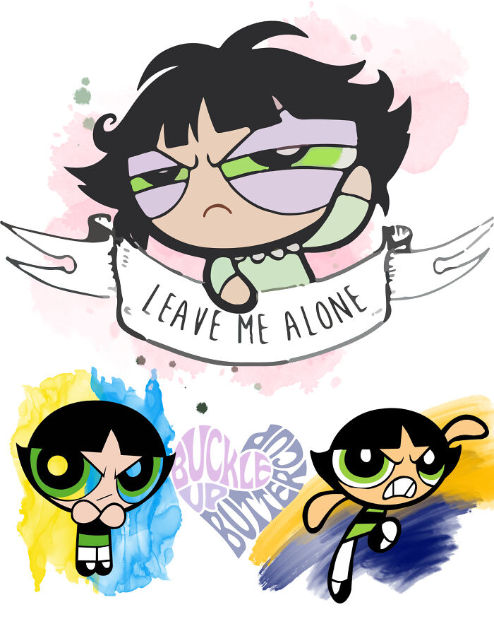 I've Always Loved The Power Puff Girls Cartoon Created In 1998. This Design Was Inspired By My Favorite Character The Moody And Feisty Buttercup