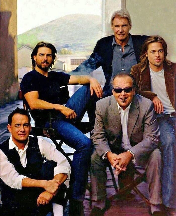 Tom Hanks, Tom Cruise, Harrison Ford, Brad Pitt y Jack Nicholson para una portada de Vanity Fair, 2003