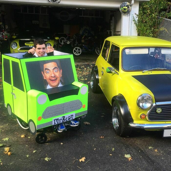 Halloween A Few Years Ago When I Made Jayden The Ultimate Mr. Bean Costume Car