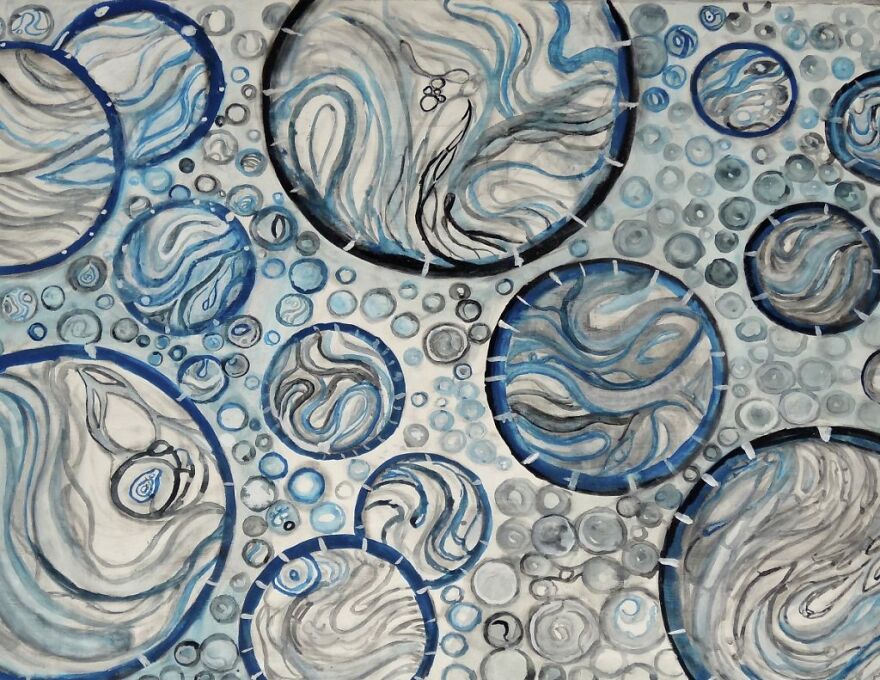 Egg Tempera Painting, Painted Upon A Live Edge Slab Of Wood