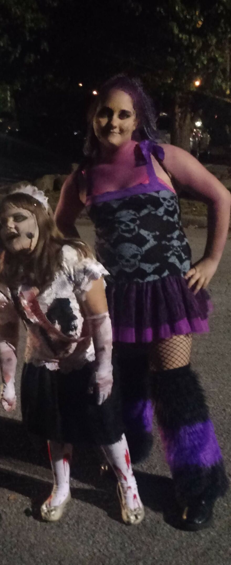 Last Halloween Costume Pic Lol... Throw Back To 2015 When My Oldest Daughter Was A Cyber Goth Chick And My Youngest Was A Zombie Prom Queen(She Came Up With That Name)