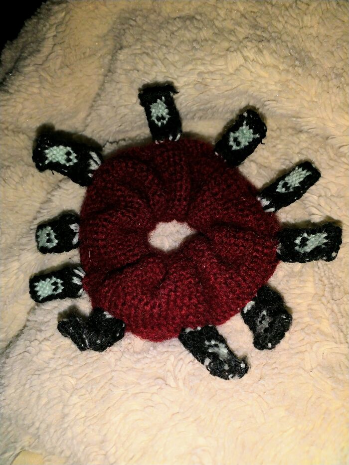 Button House Inspired Scrunchy (Bbc Ghosts). Crocheted And Knotted