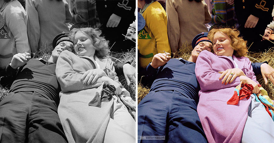A Norwegian Sailor And An Oswego Girl On A Hayride During Unites Nations Week, Oswego, New York. Photographed By Marjory Collins In June 1943
