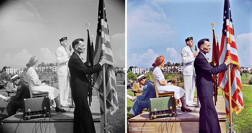 Dr. Mccarl As A Chairman Of The American Legion Committee For The Memorial Day Ceremonies Opened The Program. Photographed By Marjory Collins In May 1942