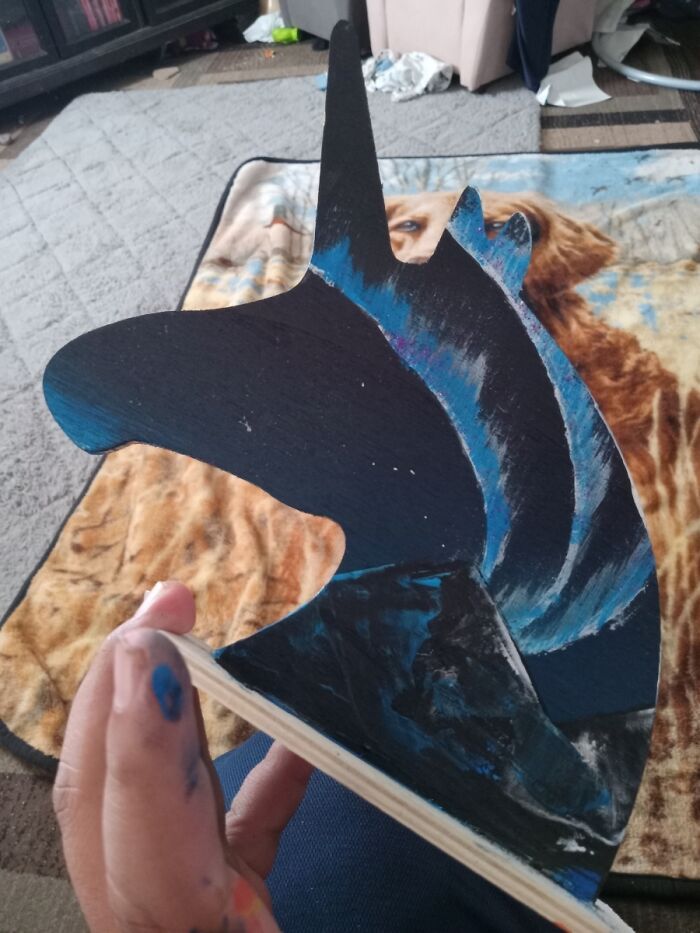 Our Son Started Off His Art Work With Acrylic Paintings Since He Was In 6th Grade. Patience And Practing And Believing In Him He Became A Great Painter. He Enjoys Tips From Bob Ross. This Is One Of May Paintings He Has Done. He Bought This Unicorn With His Own Money To Paint For His Little Sisters 6th Birthday.