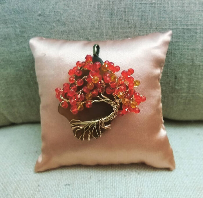 One Of My Favorite Of The Pendants I've Made With Beads And Wrapped Wire Over Tumbled Glass