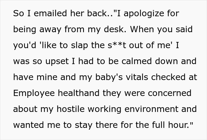 5 Months Pregnant Worker Exposes Her Problematic Boss' Wish To Slap Her To Literally Everyone In The Workspace, Gets Her Fired 5 Months Pregnant Worker Exposes Her Problematic Boss' Wish To Slap Her To Literally Everyone In The Workspace, Gets Her Fired