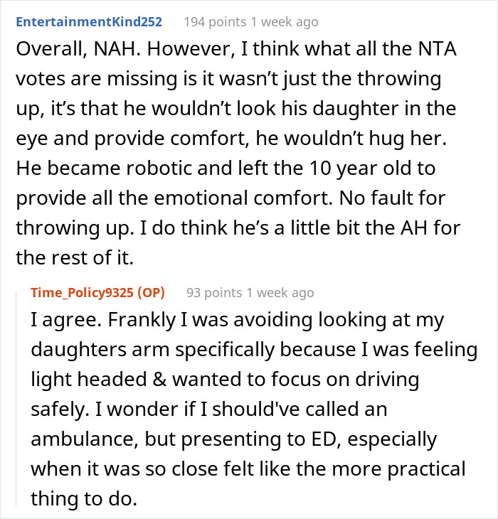 Husband Gets Schooled By Wife After He Has A Physical Nauseating Reaction To His Daughter Breaking Her Arm In Half, Wonders If He Deserved It