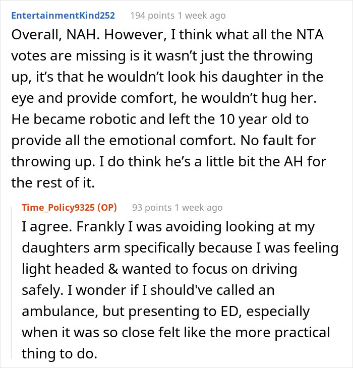 Husband Gets Schooled By Wife After He Has A Physical Nauseating Reaction To His Daughter Breaking Her Arm In Half, Wonders If He Deserved It Husband Gets Schooled By Wife After He Has A Physical Nauseating Reaction To His Daughter Breaking Her Arm In Half, Wonders If He Deserved It